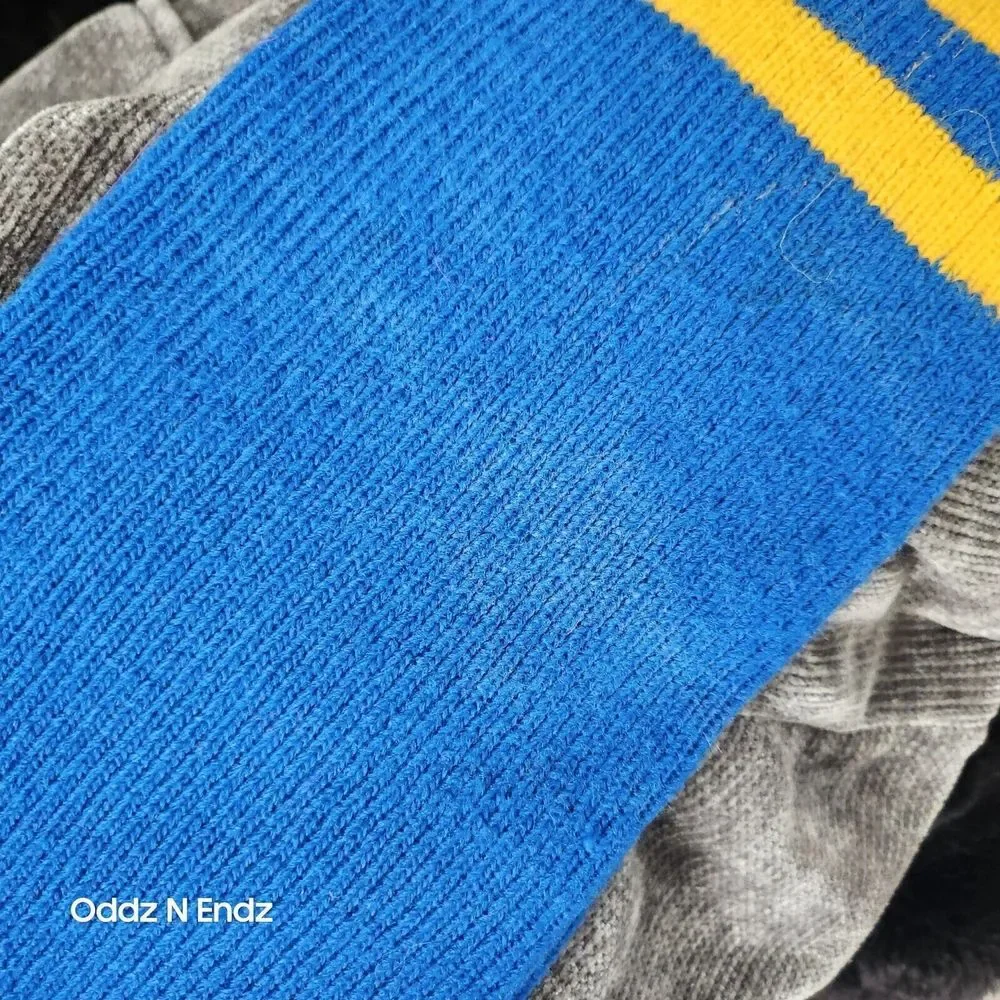 Vintage Blue &‎ Yellow Striped Knee-High Tube Socks Unisex 27